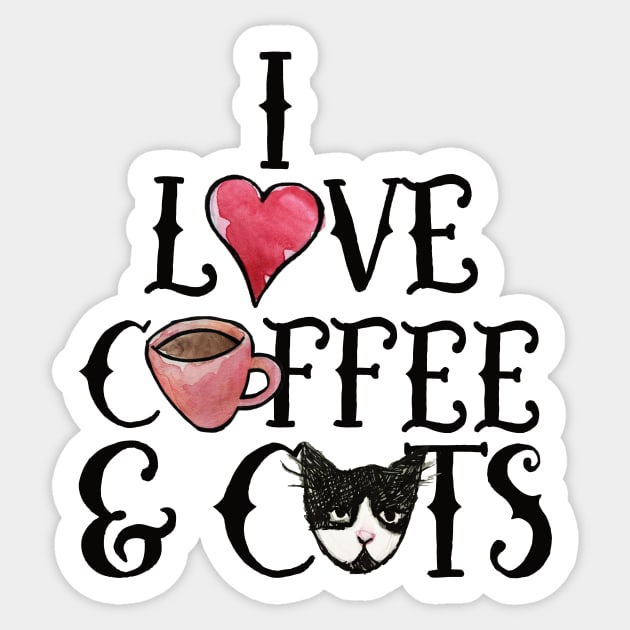 I love coffee and cats Sticker by bubbsnugg